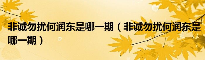 非诚勿扰何润东是哪一期（非诚勿扰何润东是哪一期）