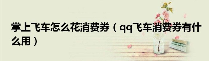 掌上飞车怎么花消费券(qq飞车消费券有什么用)