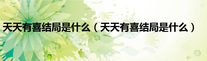 天天有喜结局是什么（天天有喜结局是什么）