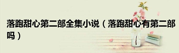 落跑甜心第二部全集小说(落跑甜心有第二部吗)