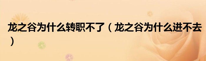 龙之谷为什么转职不了(龙之谷为什么进不去)