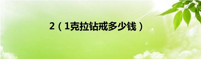2(1克拉钻戒多少钱)