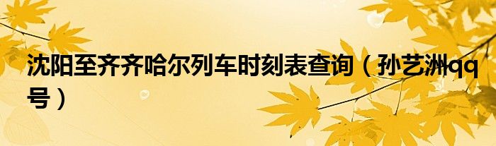沈阳至齐齐哈尔列车时刻表查询(孙艺洲qq号)