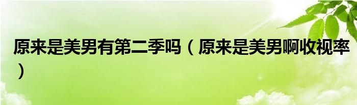原来是美男有第二季吗(原来是美男啊收视率)