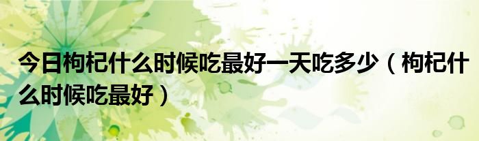 今日枸杞什么时候吃最好一天吃多少(枸杞什么时候吃最好)