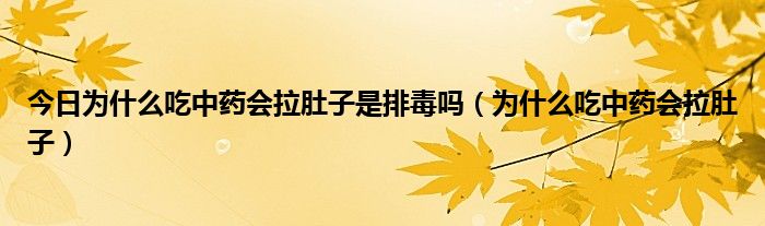 今日为什么吃中药会拉肚子是排毒吗(为什么吃中药会拉肚子)