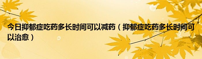 今日抑郁症吃药多长时间可以减药(抑郁症吃药多长时间可以治愈)