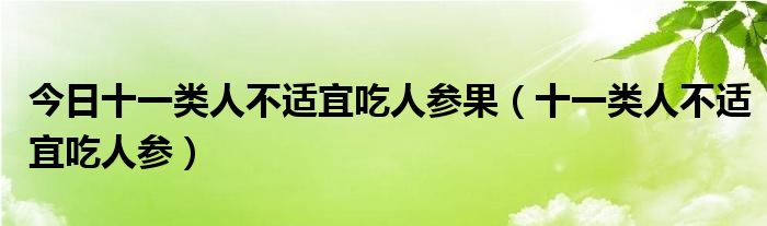 今日十一类人不适宜吃人参果(十一类人不适宜吃人参)
