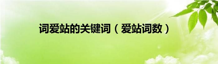 词爱站的关键词（爱站词数）