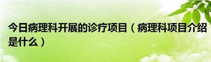 今日病理科开展的诊疗项目(病理科项目介绍是什么)