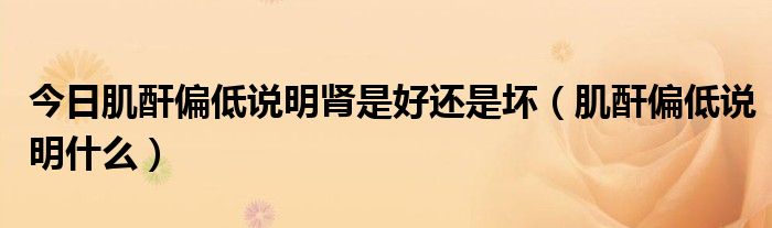 今日肌酐偏低说明肾是好还是坏(肌酐偏低说明什么)