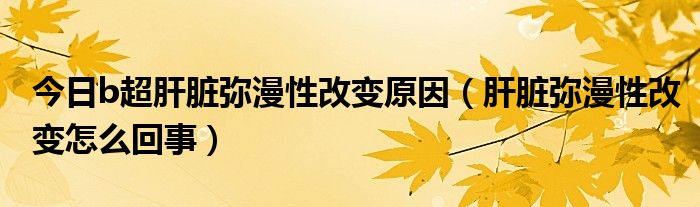 今日b超肝脏弥漫性改变原因(肝脏弥漫性改变怎么回事)