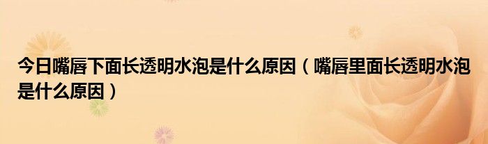 今日嘴唇下面长透明水泡是什么原因(嘴唇里面长透明水泡是什么原因)