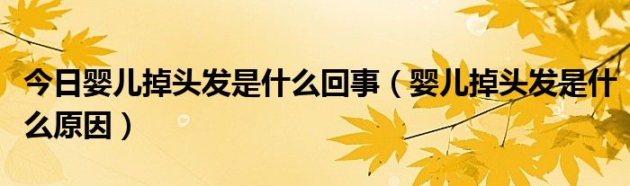 今日婴儿掉头发是什么回事(婴儿掉头发是什么原因)