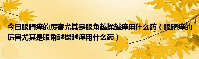 今日眼睛痒的厉害尤其是眼角越揉越痒用什么药(眼睛痒的厉害尤其是眼角越揉越痒用什么药)