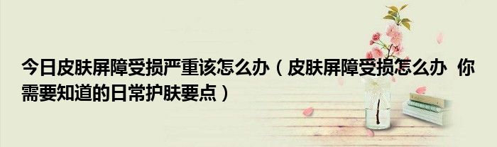 今日皮肤屏障受损严重该怎么办(皮肤屏障受损怎么办 你需要知道的日常护肤要点)