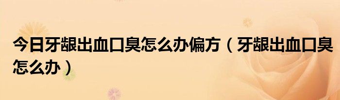 今日牙龈出血口臭怎么办偏方(牙龈出血口臭怎么办)