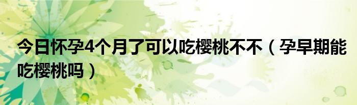 今日怀孕4个月了可以吃樱桃不不(孕早期能吃樱桃吗)