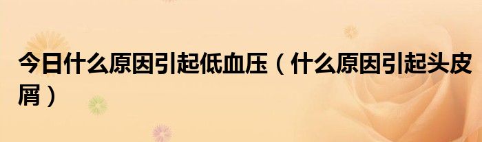 今日什么原因引起低血压(什么原因引起头皮屑)