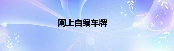 网上自编车牌