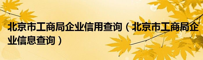 北京市工商局企业信用查询(北京市工商局企业信息查询)