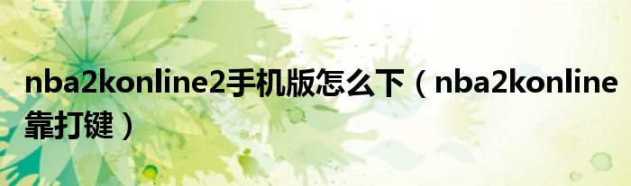 nba2konline2手机版怎么下(nba2konline靠打键)