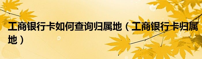 工商银行卡如何查询归属地(工商银行卡归属地)
