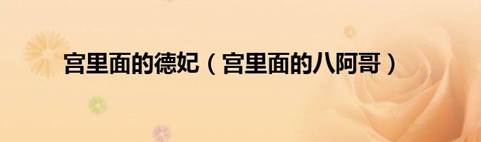 宫里面的德妃(宫里面的八阿哥)