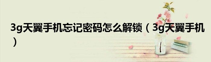 3g天翼手机忘记密码怎么解锁(3g天翼手机)