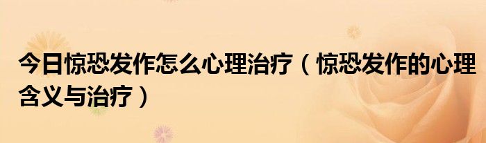 今日惊恐发作怎么心理治疗(惊恐发作的心理含义与治疗)