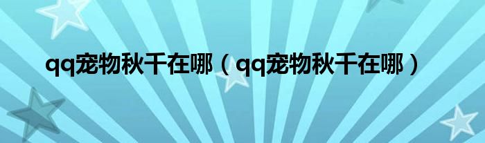 qq宠物秋千在哪(qq宠物秋千在哪)