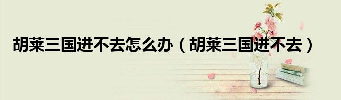 胡莱三国进不去怎么办(胡莱三国进不去)