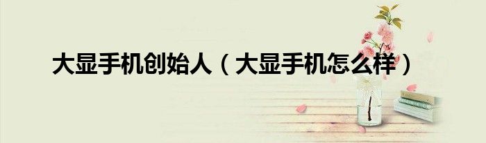 大显手机创始人(大显手机怎么样)