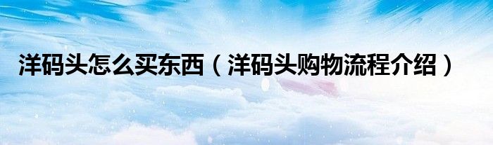 洋码头怎么买东西(洋码头购物流程介绍)