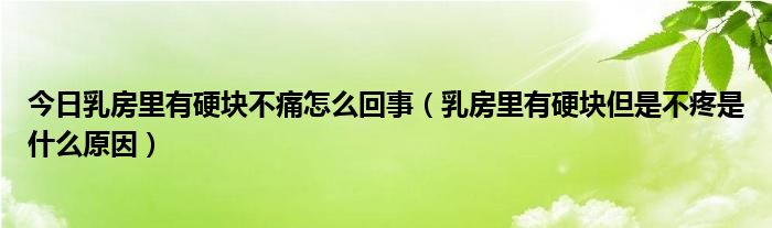 今日乳房里有硬块不痛怎么回事(乳房里有硬块但是不疼是什么原因)