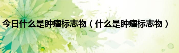 今日什么是肿瘤标志物(什么是肿瘤标志物)
