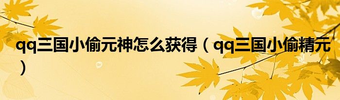 qq三国小偷元神怎么获得(qq三国小偷精元)