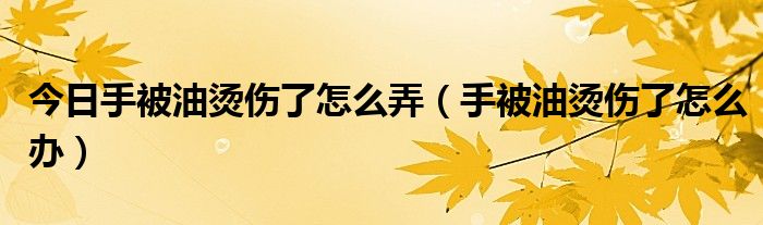 今日手被油烫伤了怎么弄(手被油烫伤了怎么办)
