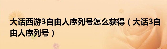 大话西游3自由人序列号怎么获得(大话3自由人序列号)