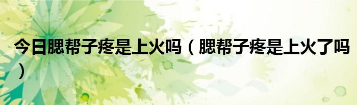 今日腮帮子疼是上火吗(腮帮子疼是上火了吗)