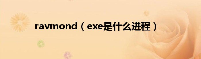 ravmond(exe是什么进程)