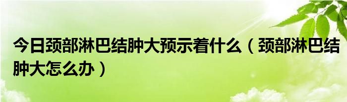 今日颈部淋巴结肿大预示着什么(颈部淋巴结肿大怎么办)