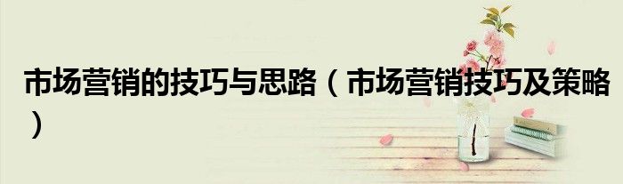 市场营销的技巧与思路(市场营销技巧及策略)
