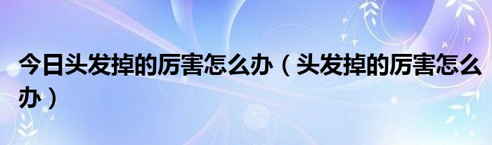 今日头发掉的厉害怎么办(头发掉的厉害怎么办)
