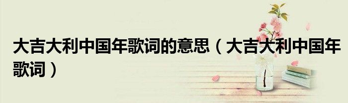 大吉大利中国年歌词的意思(大吉大利中国年歌词)