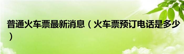 普通火车票最新消息(火车票预订电话是多少)