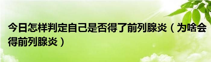 今日怎样判定自己是否得了前列腺炎(为啥会得前列腺炎)