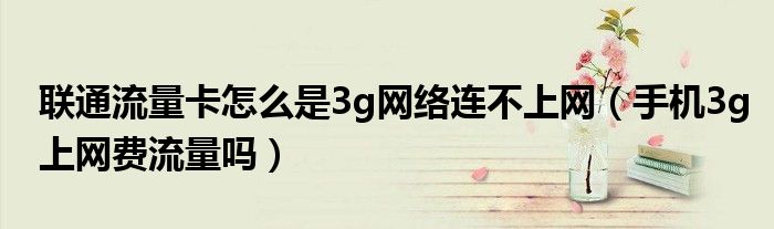 联通流量卡怎么是3g网络连不上网(手机3g上网费流量吗)