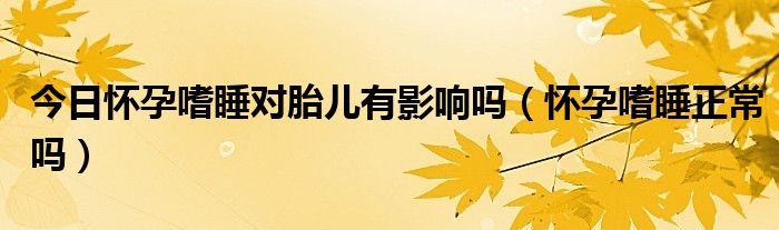 今日怀孕嗜睡对胎儿有影响吗(怀孕嗜睡正常吗)