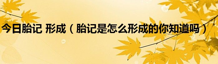 今日胎记 形成(胎记是怎么形成的你知道吗)